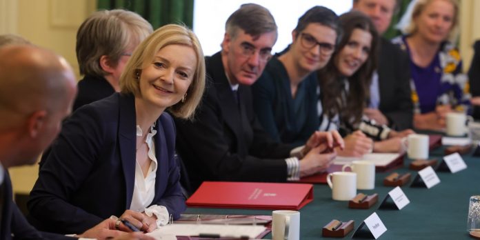 Prime Minister Liz Truss chairs her first Cabinet meeting in the Cabinet Room of No. 10 Downing Street